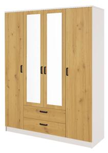 Skříň se zrcadlem 4d2s bílá / dub artisan Kami