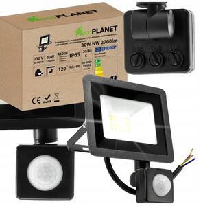 LED reflektor 30W 2700lm s pohybovým a soumrakový senzorem - IP65