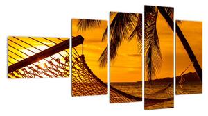 Západ slunce na pláži, obraz (110x60cm)
