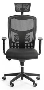 ALBA kancelářská židle YORK síť, nosnost 130 kg záruka 5 let, černá, Mechanika: Synchronní, Hlavová opěrka: Ano, Bederní opěrka: Ano, Područky: P41, Kříž: Plastový černý, kolečka