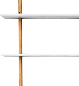 Bílý dřevěný nástěnný regál Tenzo Bridge s bukovými sloupky 190 x 162 cm