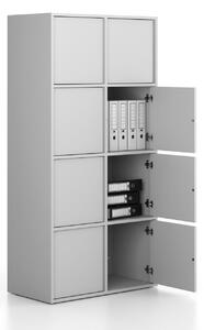 Kancelářská skříň FRAME, 8x dveře, 872 x 450 x 1735 mm, PUSH-lock, šedá