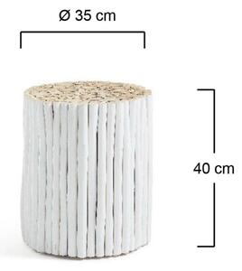 Bílý teakový odkládací stolek Kave Home Filip 35 cm