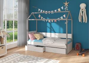 Dětská postel OTELLO + matrace, 80x180, bílá/bílá