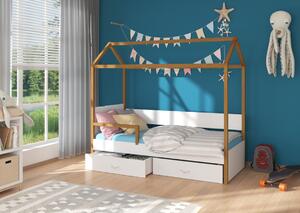 Dětská postel OTELLO + matrace, 80x180, růžová/bílá