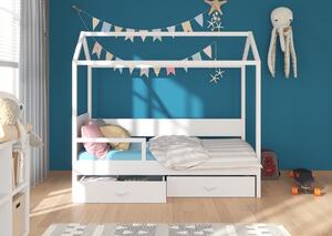 Dětská postel EMILIE + matrace, 80x180, bílá/dub zlatý
