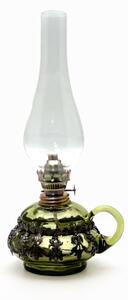 Floriánova huť Lampa petrolejová Anna - lesní zelená zdobená cínem