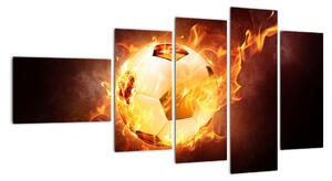 Obraz hořícího fotbalového míče (110x60cm)