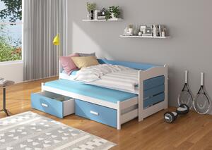 Dětská postel ELIZABETH + 2x matrace, 80x180/80x170, bílá/dub zlatý