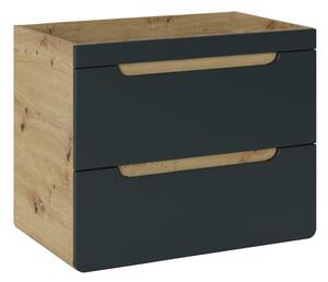 Comad Závěsná skříňka pod umyvadlo Aruba 8202 s deskou 70 cm dub craft zlatý/vesmírně šedá mat