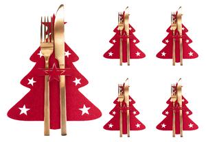 Tutumi, Dekorativní kryt pro příbory s motivem vánočního stromku 10 ks, červená, CHR-09513