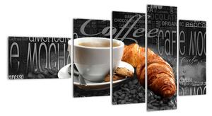 Káva s croissantem - obraz (110x60cm)