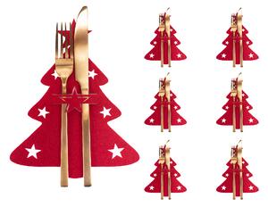 Tutumi, Dekorativní kryt pro příbory s motivem vánočního stromku 6ks KF357-6, červená, CHR-09514
