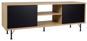 Matně černý dubový TV stolek Tenzo Flow 164 x 44 cm