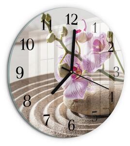 Skleněné nástěnné hodiny Písečná orchidej zsoc-fi30-00178029