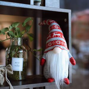 Vánoční skřítek 49 cm - skandinávský se soby - červený
