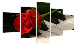 Obraz růže na klavíru (125x70cm)