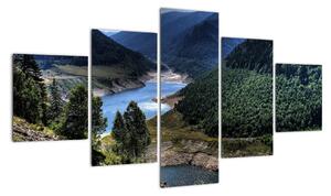 Obraz řeky mezi horami (125x70cm)