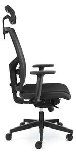 ALBA kancelářská židle GAME Šéf VIP, černá, Mechanika: T-Synchro s posuvem sedáku, Hlavová opěrka: Ano, Bederní opěrka: Ano, Područky: P44 PU, Kříž: Plastový černý. Židle je v plné výbavě