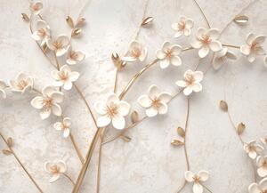 Malvis ® 3D tapeta Krémové květy Vel. (šířka x výška): 144 x 105 cm