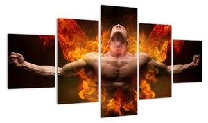 Obraz muže v ohni (125x70cm)