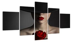 Moderní obraz - žena s růží (125x70cm)