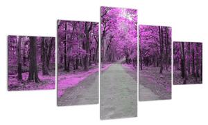 Moderní obraz - fialový les (125x70cm)