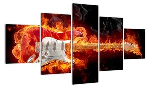 Obraz - kytara v ohni (125x70cm)