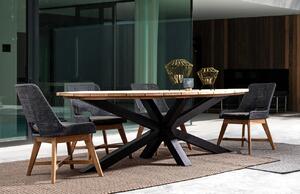 Teakový zahradní jídelní stůl Bizzotto Paldail 240 x 110 cm s černou podnoží