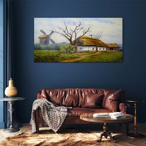 Obraz na skle Obraz na skle Malování krajiny Chata Młyn