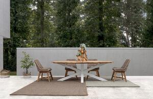 Teakový zahradní jídelní stůl Bizzotto Paldail 240 x 110 cm s bílou podnoží