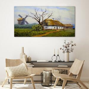 Obraz na skle Obraz na skle Malování krajiny Chata Młyn