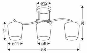 Lustr na tyči ESNYR 3xE27/40W/230V černá/bílá