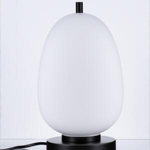 Opálově bílá skleněná stolní lampa Nova Luce Lato s černou podstavou 28 cm