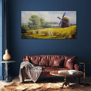 Obraz na skle Obraz na skle Malířská krajina mlýna chata
