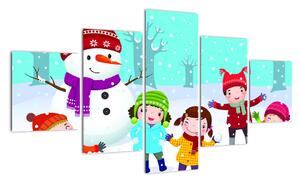 Obraz dětí na sněhu (125x70cm)