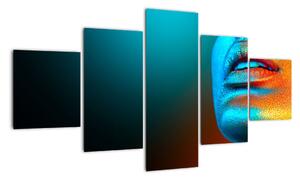 Obraz - osvětlený obličej ženy (125x70cm)