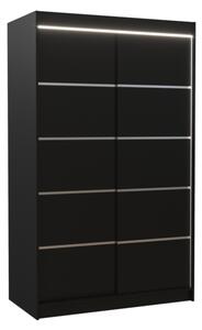 Posuvná skříň BENISSO, 120x200x58, černá + LED