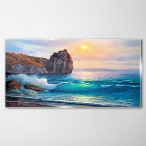 Obraz na skle Obraz na skle Malování oceánu pobřeží