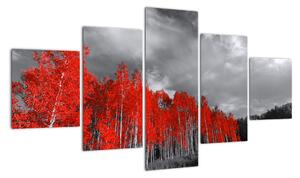 Červený les - moderní obraz (125x70cm)
