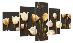 Obraz zlatých tulipánů (125x70cm)