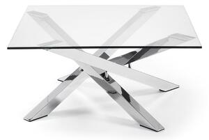 Skleněný konferenční stolek Kave Home Kamido 90 x 90 cm s kovovou podnoží