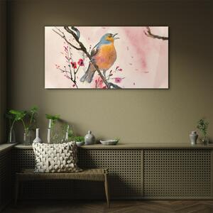 Obraz na skle Obraz na skle větev květiny zvířecí pták