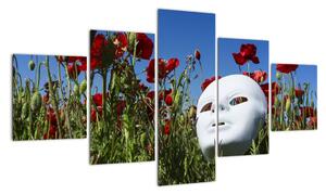 Obraz - maska v trávě (125x70cm)