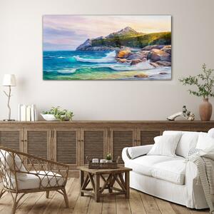 Obraz na skle Obraz na skle Malování lesního pobřeží moře