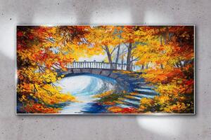 Obraz na skle Obraz na skle Stromy opustí Bridge řeka
