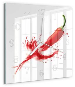 Skleněné hodiny Chilli paprička zskb-30x30-00083557