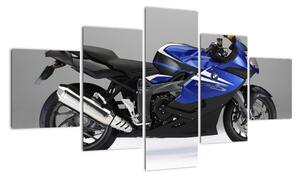 Obraz modrého motocyklu (125x70cm)