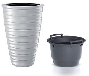 Květináč FREZE s vkladem 38,3 cm - barva: bílá