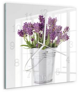 Skleněné hodiny Levandule zskb-30x30-00058244